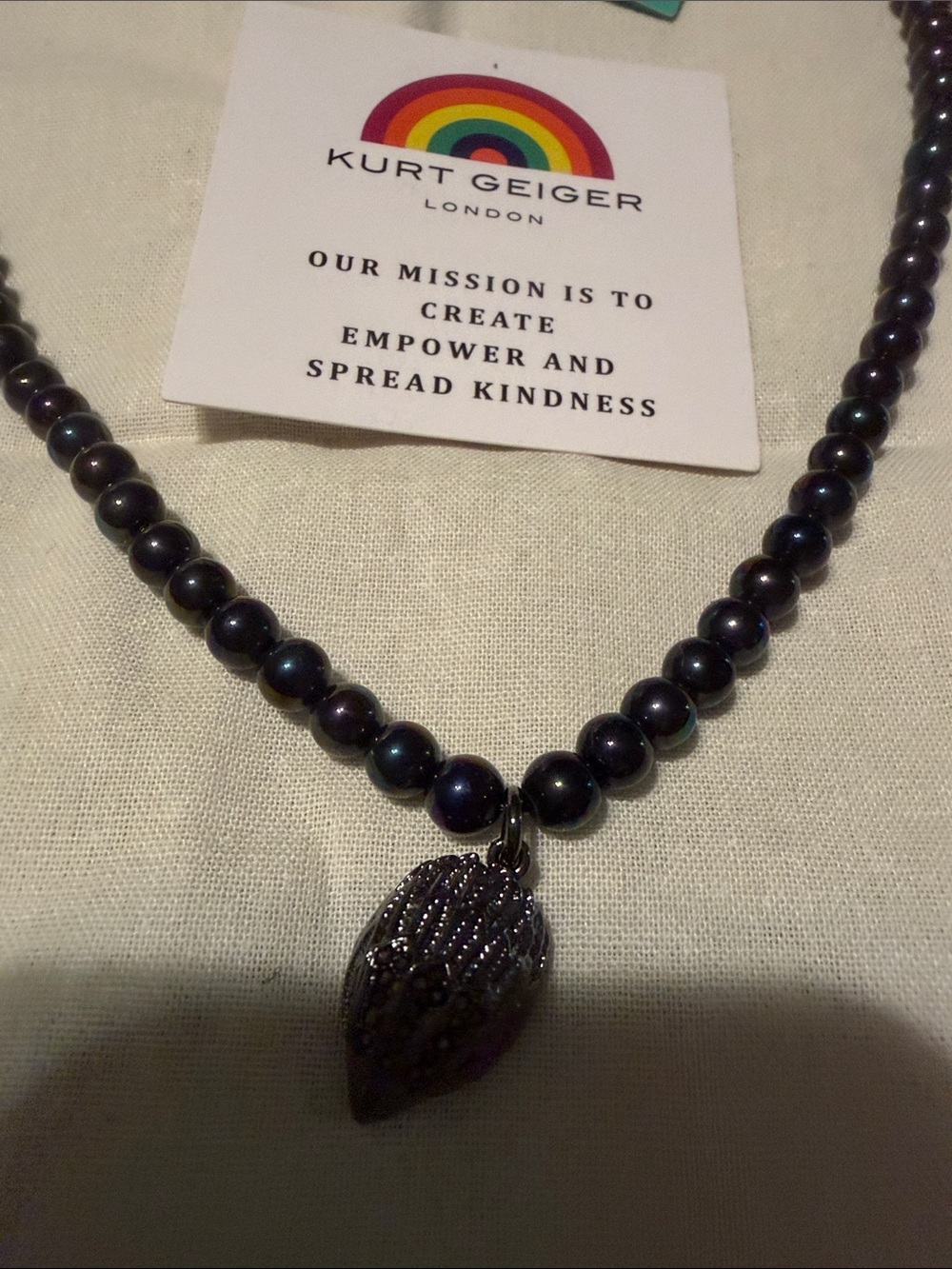 Kurt Geiger London Signature Eagle Pearl Short Pendant Necklace - Picture 4 of 6